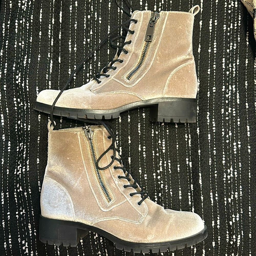 Dolce Vita silver velvet combat boot size 10
